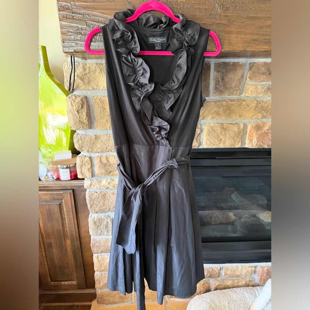 Jessica Howard Ruffle Collar Tie Waist Dress